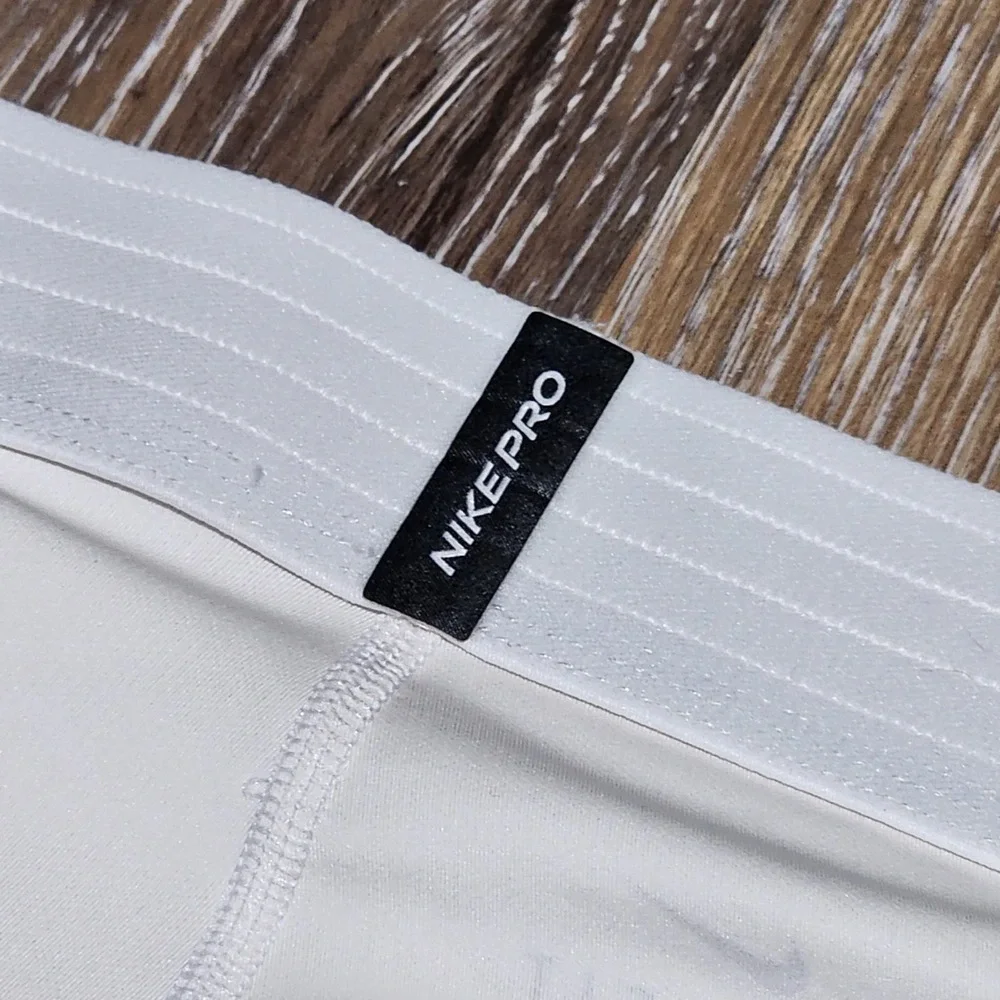 NIKE Pants Mens L PRO DRI FIT Training Tights Performance Pull On Athletic White
